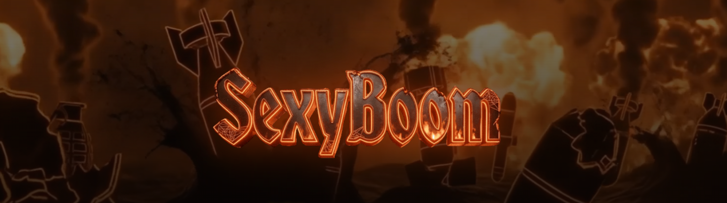 SexyBoom logo surrounded by explosions